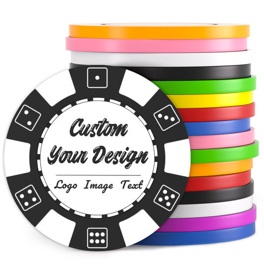 Custom PLASTIC Poker Chips, Imprinted with Personalized Logo, Image or Text