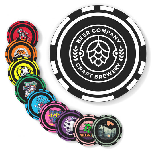 Custom PLASTIC Poker Chips, Imprinted with Personalized Logo, Image or Text