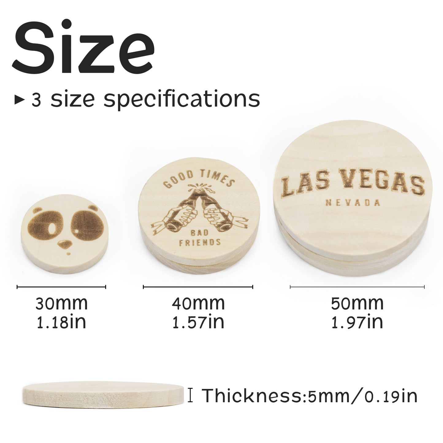 Custom Wood Drink Tokens, Laser Engraved Your Logo and Text