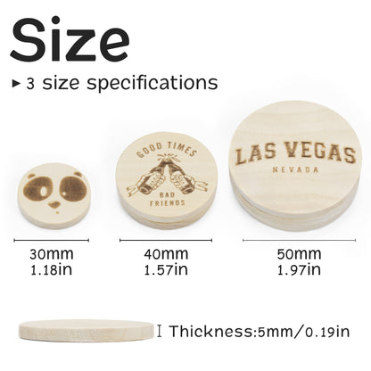 Custom Wood Drink Tokens, Laser Engraved Your Logo and Text