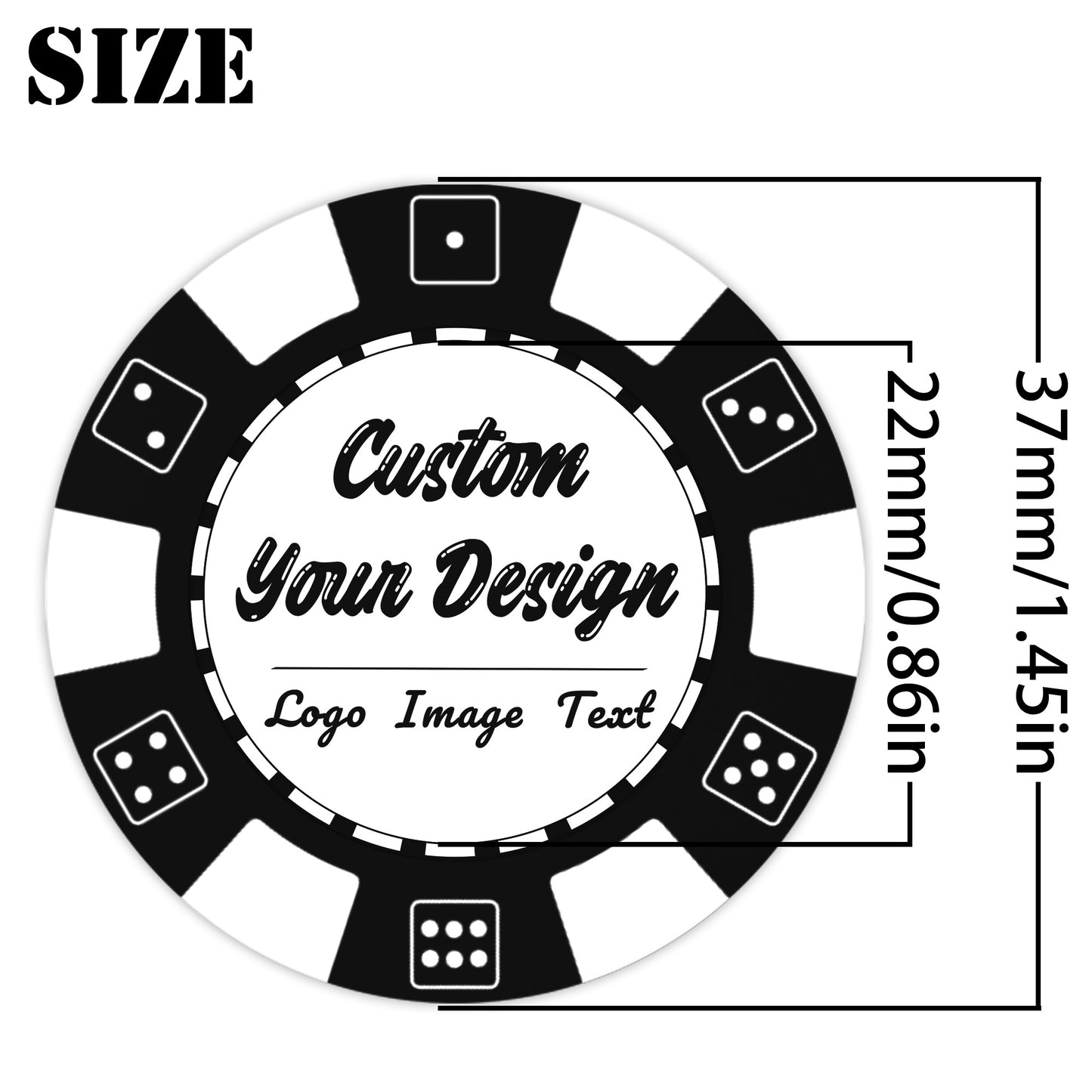 Benutzerdefinierte Pokerchips aus Kunststoff, bedruckt mit personalisiertem Logo, Bild oder Text