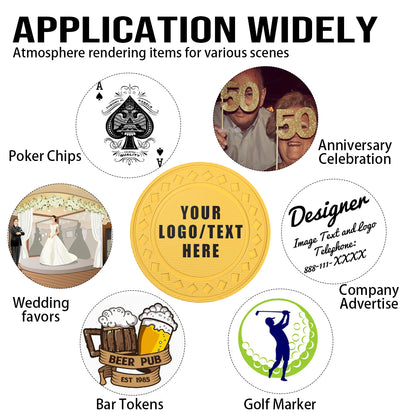 Custom Diamond Poker Chips, Full-Color Print Your Personalized Photo and Text