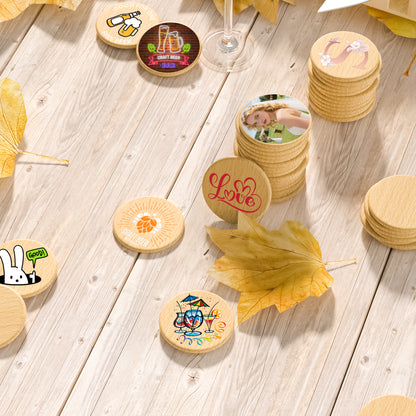 Custom Wood Drink Tokens, UV Printing with Your Logo Text