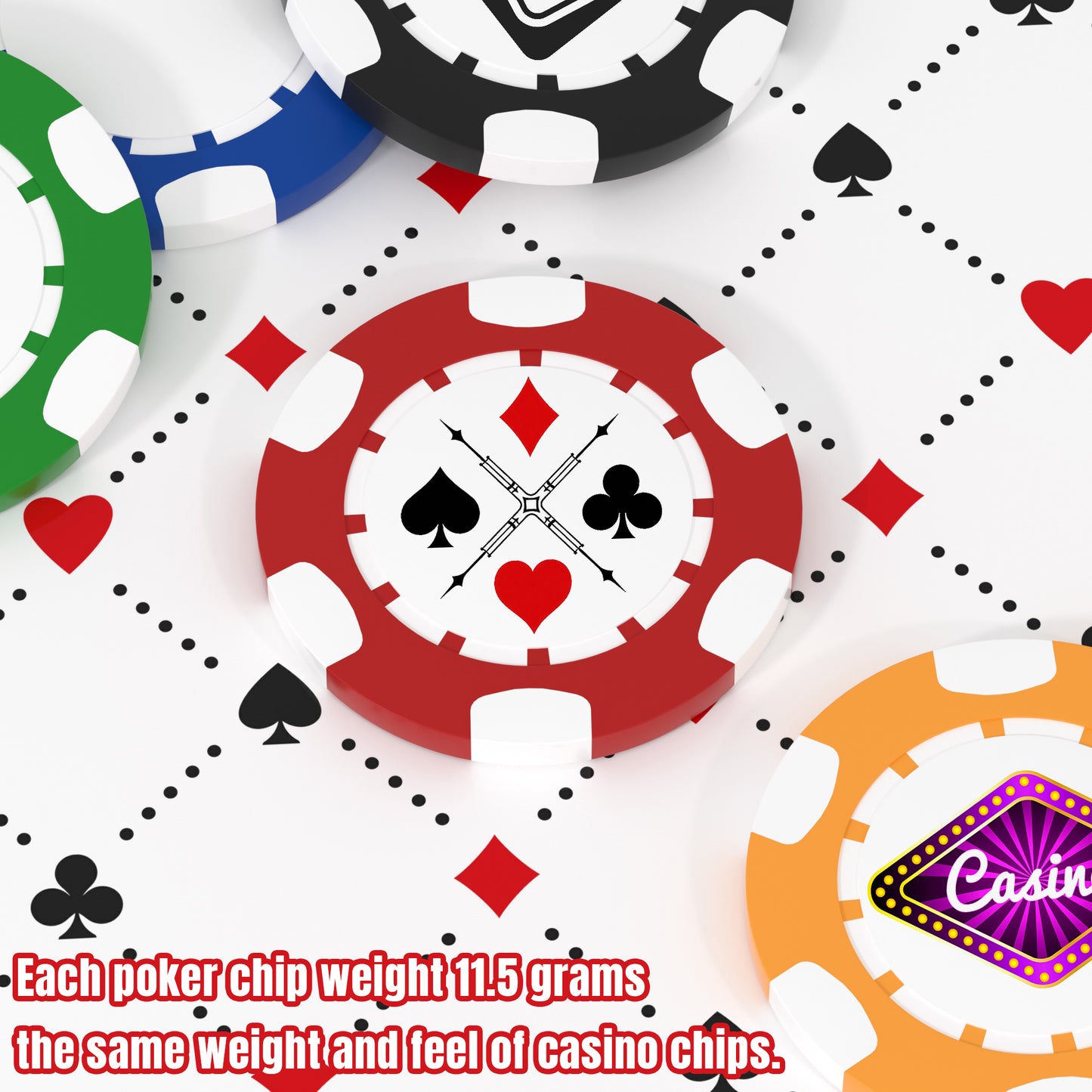 Jetons de poker en argile personnalisés, lourds, 11,5 g, format casino