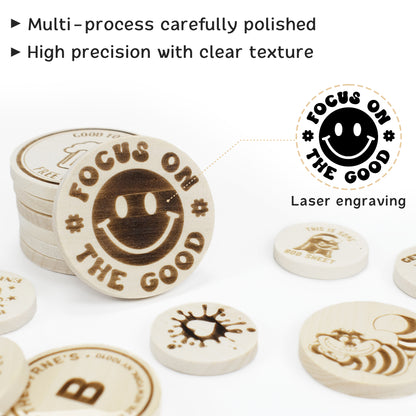 Custom Wood Drink Tokens, Laser Engraved Your Logo and Text