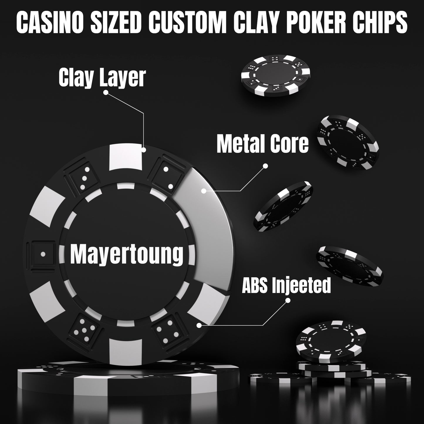 Benutzerdefinierte Pokerchips aus Ton, schwere 11,5 g, Casino-Größe