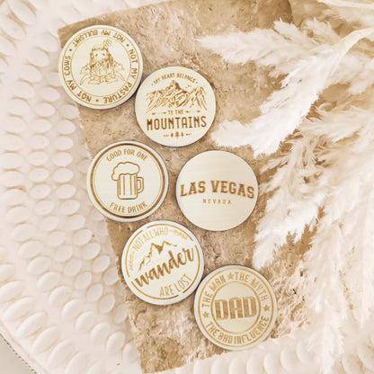 Custom Wood Drink Tokens, Laser Engraved Your Logo and Text